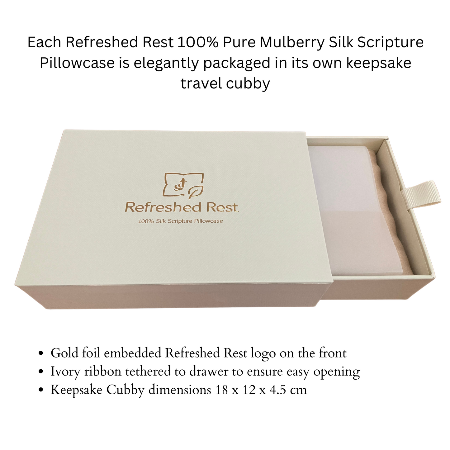 King REST in Taupe Mulberry Silk Scripture Pillowcase