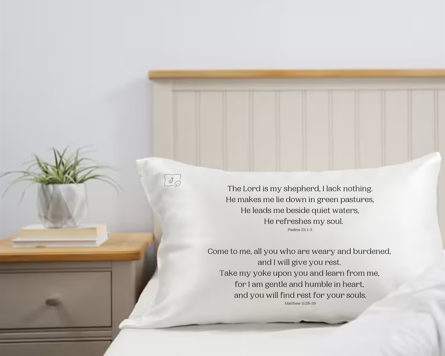 Queen REST in Ivory Mulberry Silk Scripture Pillowcase